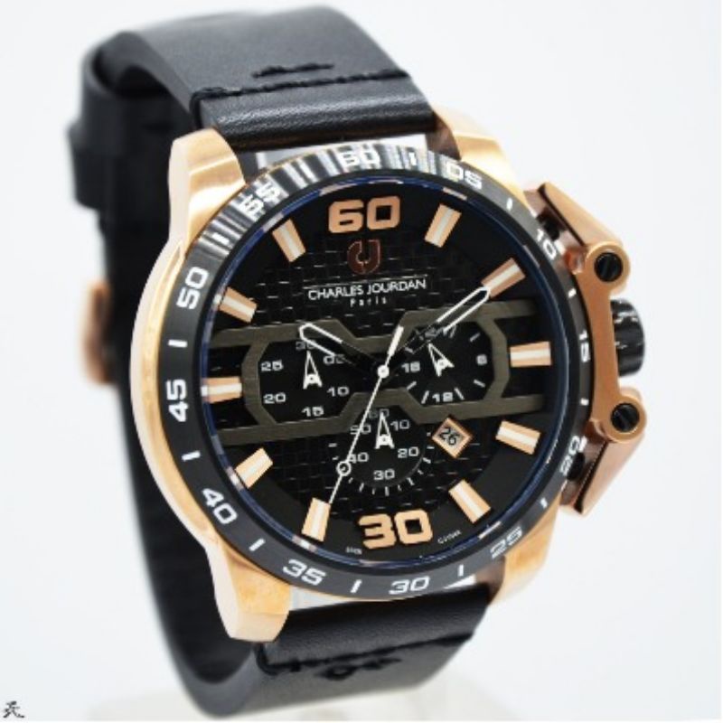 Jam Tangan Pria Charles Jourdan CJ 1044 Leather Kulit Original Murah