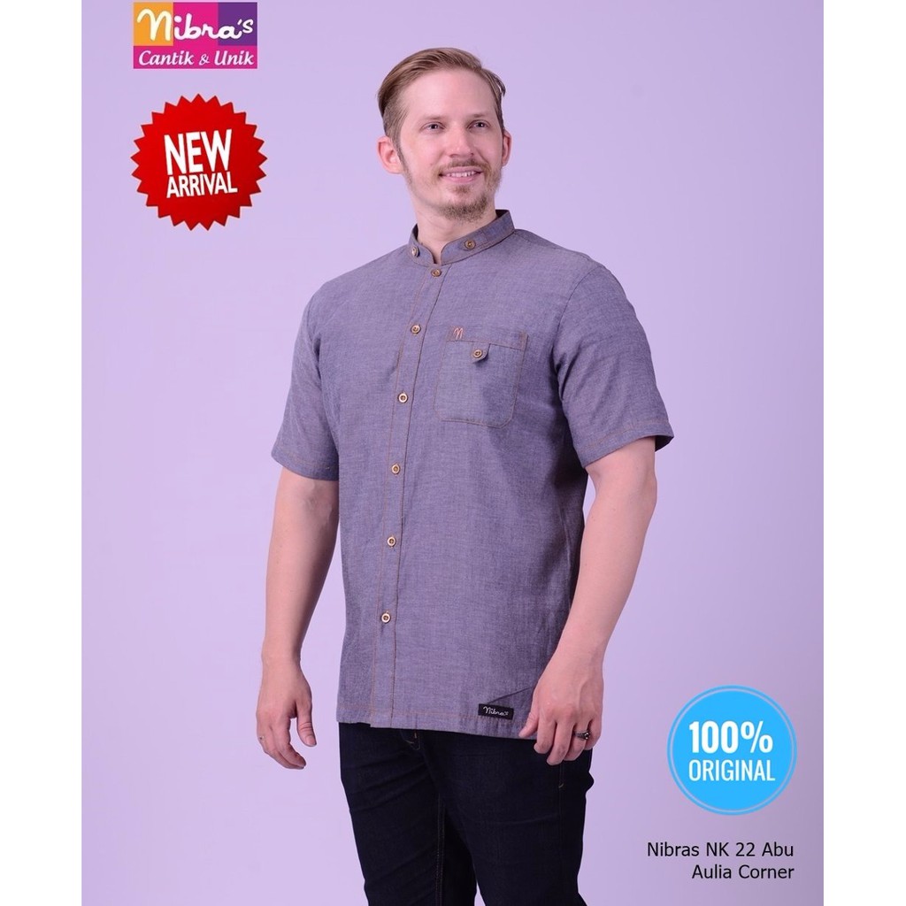 TERLARIS Baju Koko Nibras NK 22 Abu Model Baju Koko
