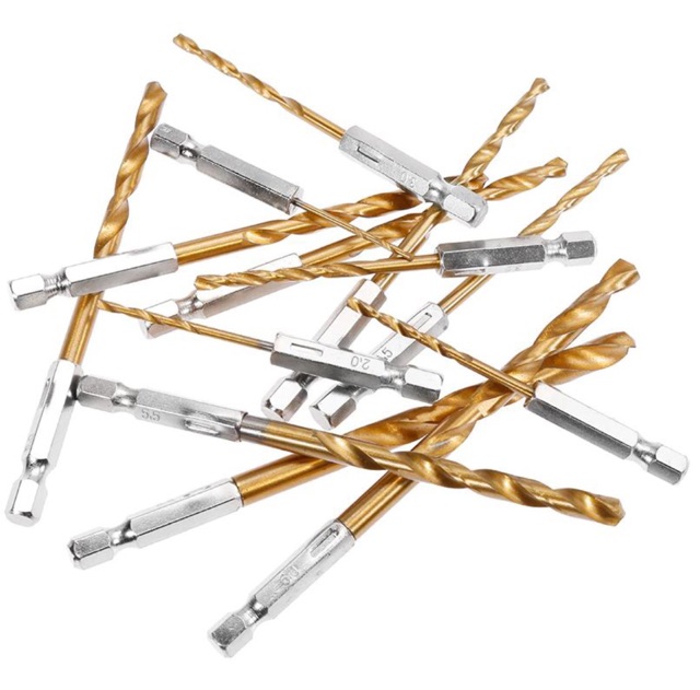 [HIGH QUALITY] Mata Bor Power Drill Steel Titanium Hex Shank 13 PCS