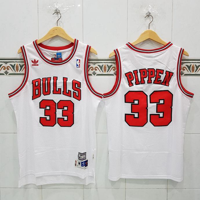 BAJU JERSEY BASKET CLASSIC NBA SCOTTIE PIPPEN CHICAGO BULLS PUTIH - PUTIH, M
