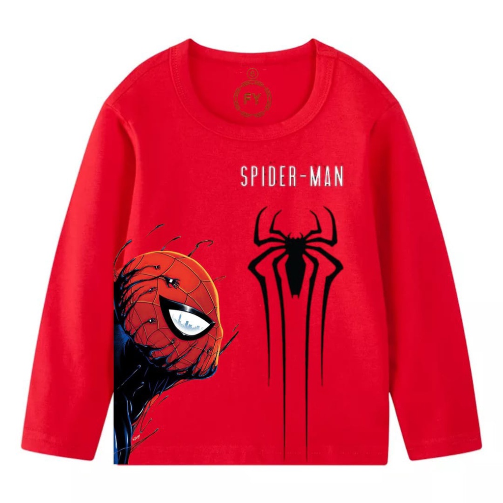 Rdkidzid Kaos Anak Laki Laki Lengan Panjang / Atasan Panjang Anak Laki Laki / Baju Anak Cowok Karakter Spider Face