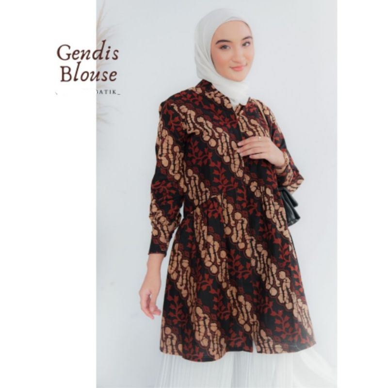 Batik wanita ASJ SA HRB026 Kenongo Kemeja Tosca Pendek-Gendis