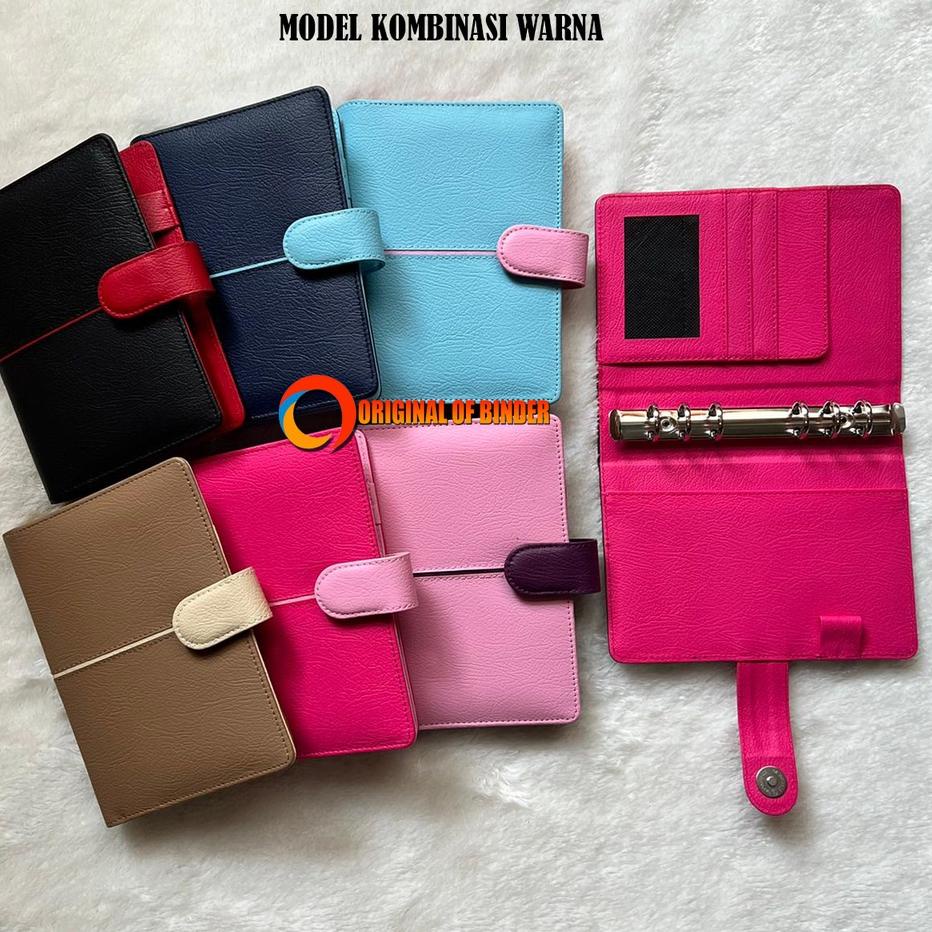 

U7Y♕ Binder A6 ring 6 Kombinasi Warna Bahan Kulit Jeruk Sintetis SEGERA BELI