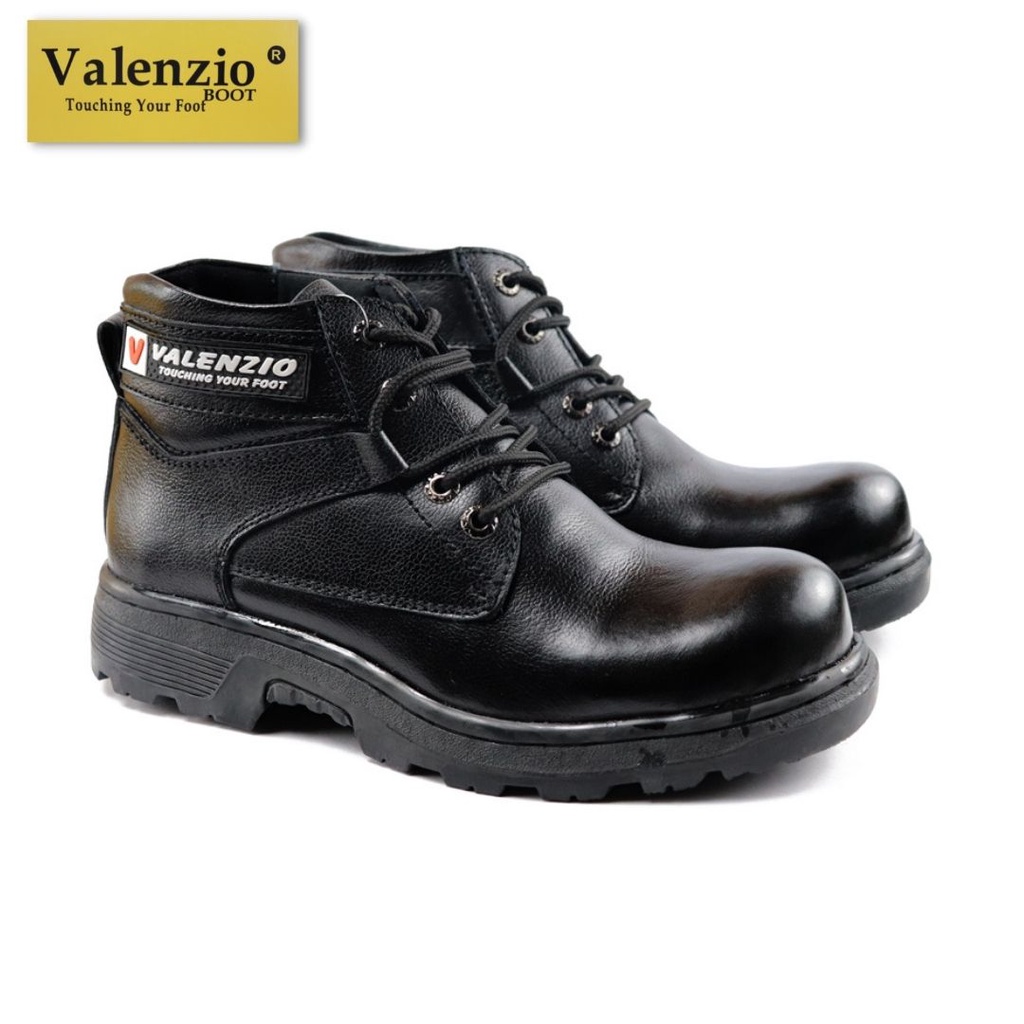 Sepatu Pria Safety Boots Safety Shoes Touring Traking Ujung Besi Kerja Proyek Lapangan Valenzio RH146 Hitam