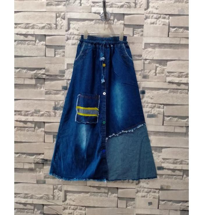 Stok terbatas..Rok jeans panjang anak tanggung usia 11-14tahun/anderok Levis anak kancing