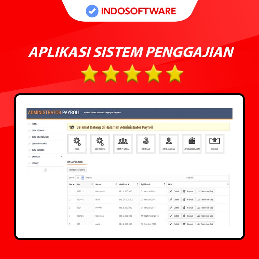 Jual APLIKASI SISTEM PENGGAJIAN GAJI KARYAWAN PEGAWAI PAYROLL HRD HRIS ...