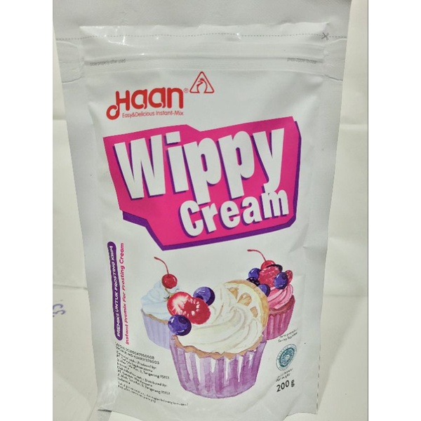 

Haan wippy cream topping premiks untuk frosting krim instan-mix kemasan pouch 200 g