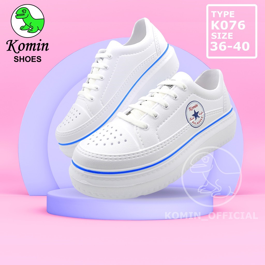 Sepatu putih ringan wanita Komin non-slip, tahan air dan bernapas