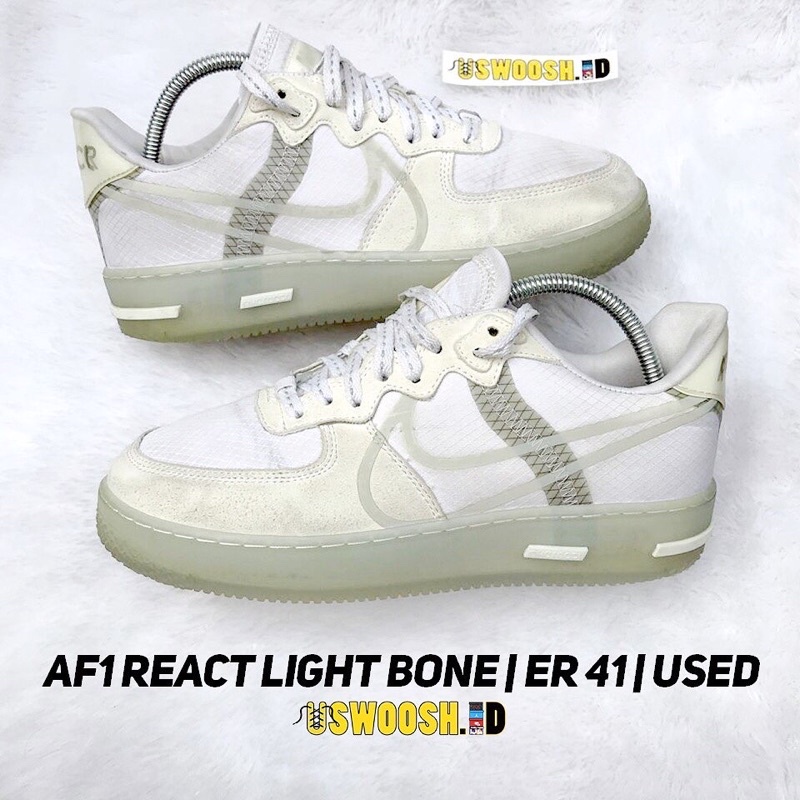 Nike Air Force 1 react light bone bekas second