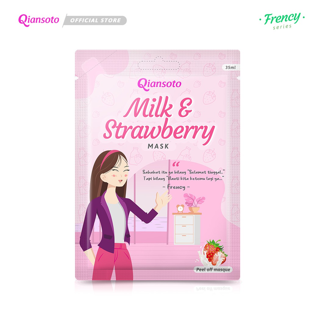 Qiansoto Masker lumpur Milk & Strawberry -Masker Peel Off -Masker Wajah- Peel Off Mask Frency Series