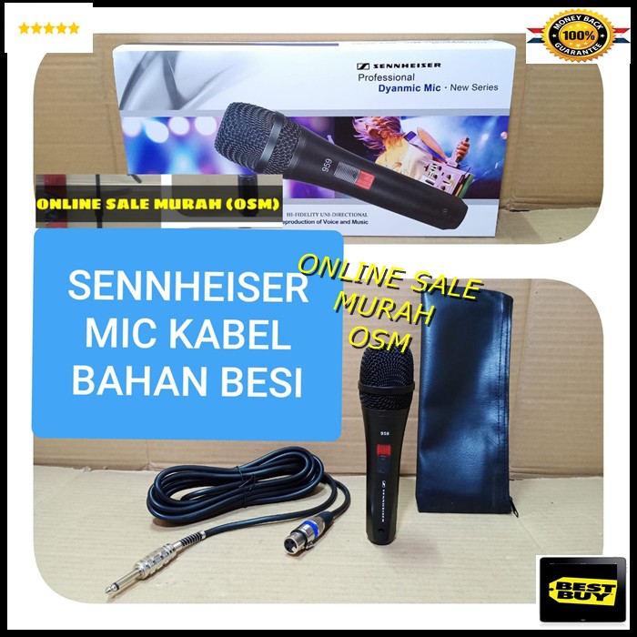 Sennheiser GOLDEN legendary Mic GOLD song musik kabel Microphone senheizer senheiser cable karaoke vocal audio sound mik pengeras suara pro profesional vokal mikrophone dynamic legendaris LUT  TERBUAT DARI BESI 1 Mic kabel 4-6meter  sennheiser 959 Suara b