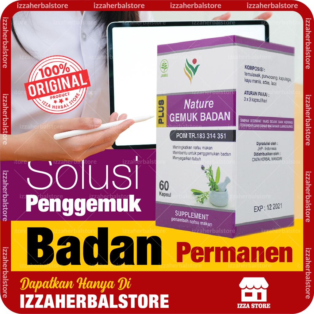 GEMUK BADAN Kapsul Nature Isi 60 Solusi Obat Penggemuk Badan Permanen Halal Dan Bpom 100% ORIGINAL