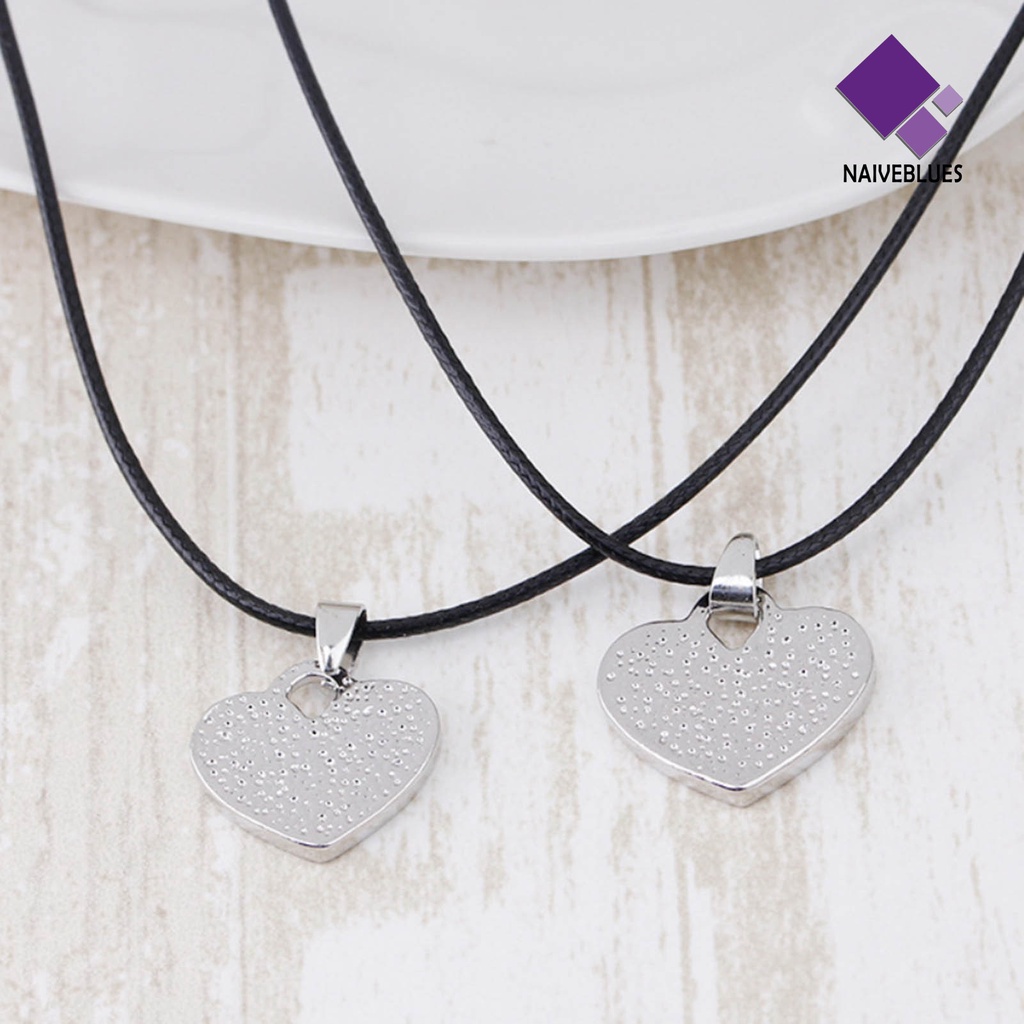 Naiveblue 1 Pasang Kalung Rantai Liontin Hati Motif Tulisan I You Forever Untuk Pasangan / Pria / Wanita