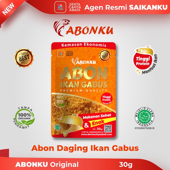 

Abonku Original, Abon Daging Ikan Gabus/Kutuk Tinggi Protein. Kemasan Baru SNI!!