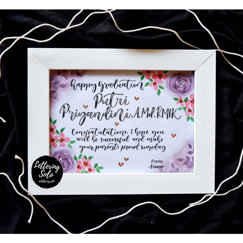HAND LETTERING 5R (17x22cm) KADO ULANG TAHUN, KADO WISUDA, KADO WEDDING