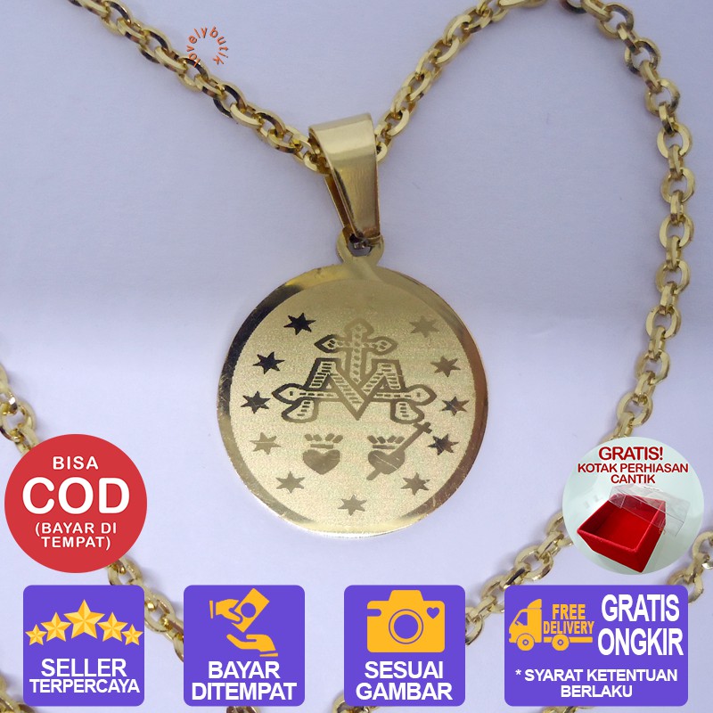 Lovelybutik Kalung Titanium Anti Karat / Maria Kalung Titanium Wanita Uk 45 BONUS KOTAK PERHIASAN