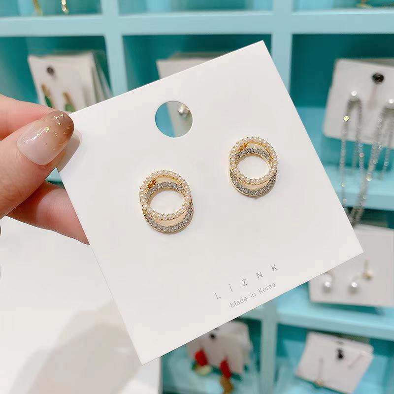 Korea Selatan Dongmen baru double bulat ring anting sterling anting-anting perak needle serbaguna be