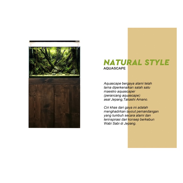 Nickz aquascape dekorasi Natural 60cm fullset all equipment + cabinet