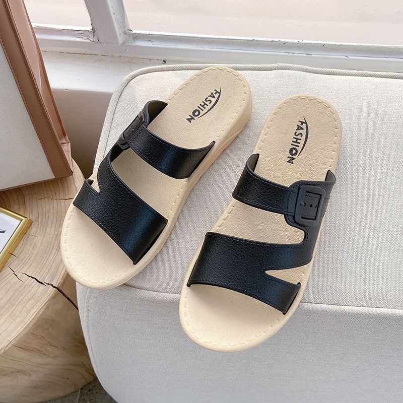 Sandal Slop Wanita Fashion Tide Strip Tiga Import High Quality S2