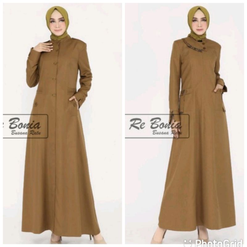 Gamis re bonia / gamis pemda tua / gamis kheki tua / gamis kerja /gamis pns