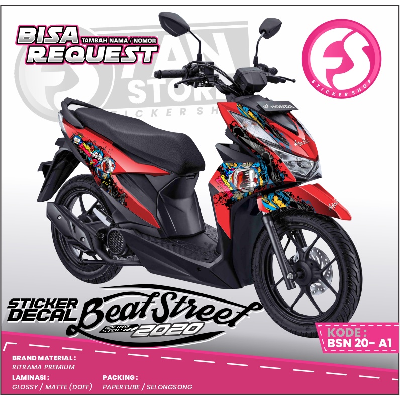STICKER DECAL BEAT STREET DORAEMON FULLBODY - Aksesoris Stiker Motor Beat Street 2020 - Sticker Moto