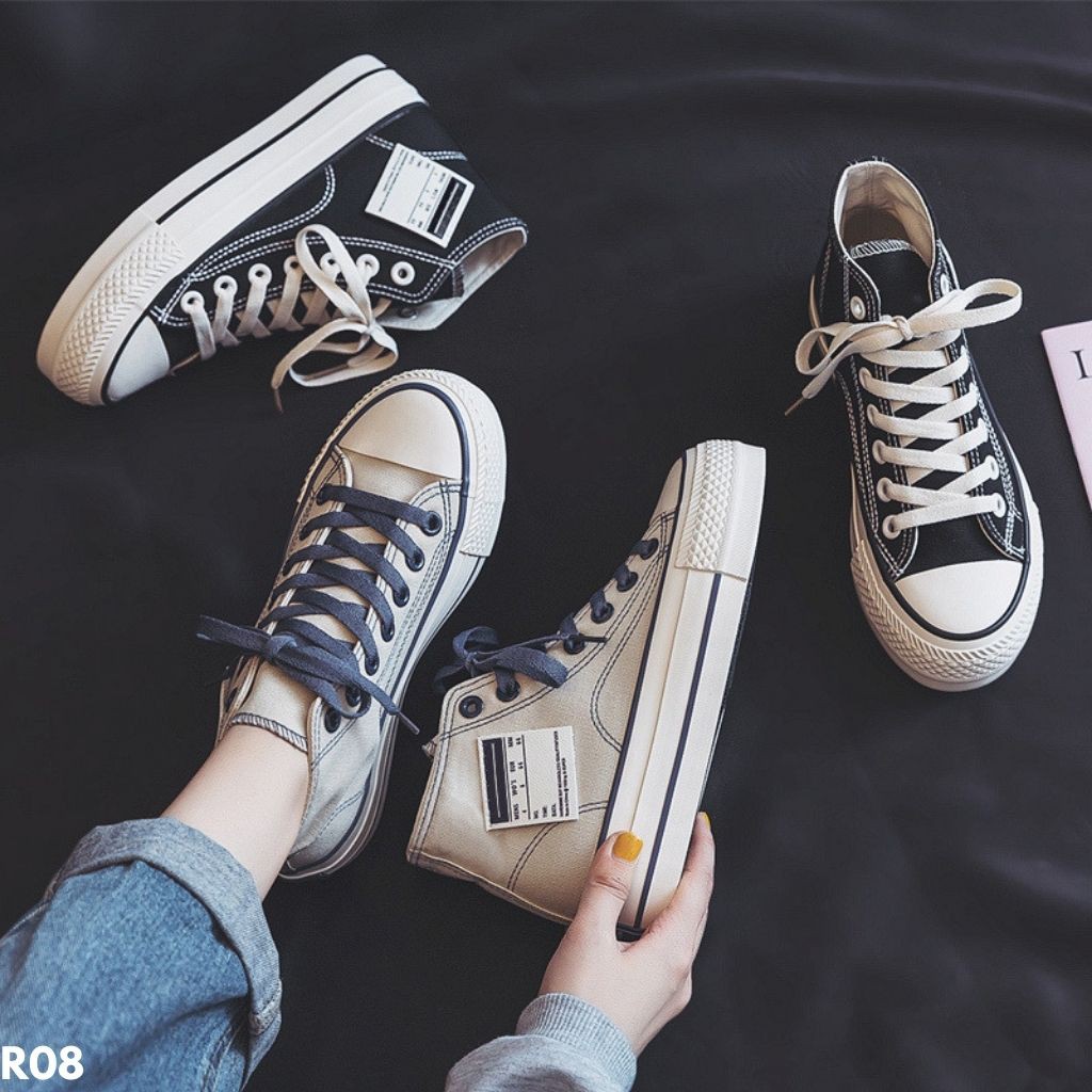 SEPATU SNEAKERS TALI HIGHTOP IMPORT BATAM CANTIK OOTD ZAMAN NOW R08