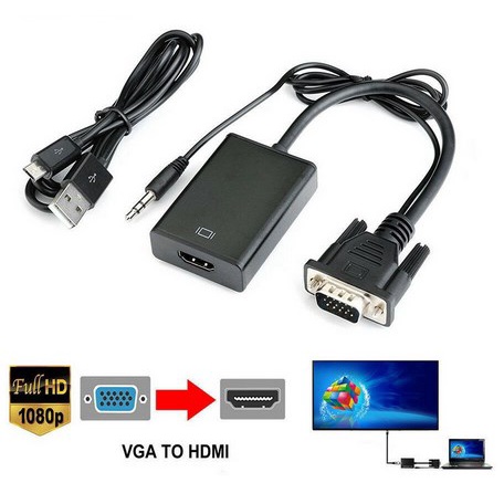 ITSTORE Kabel VGA To HDMI With Audio Converter Adaptor/ CABEL VGA TO HDMI