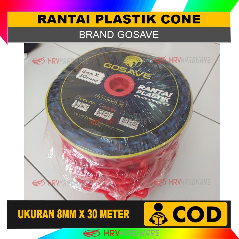 RANTAI CONE KERUCUT LALU LINTAS PLASTIK SAFETY TRAFFIC CONE 8MM X 30M