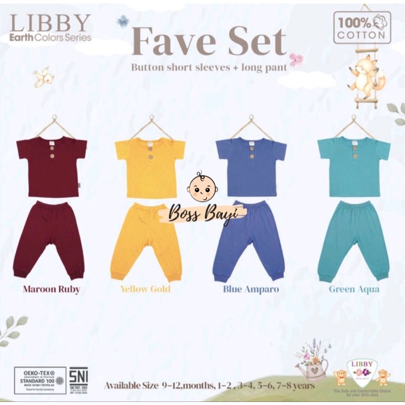 LIBBY EARTH COLORS Fave Series CPR Setelan Baju Lengan Pendek Celana Panjang Anak