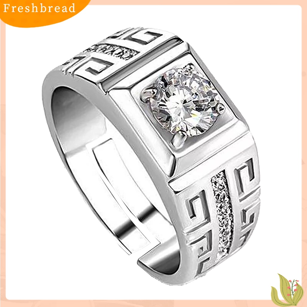 [TERLARIS]Classic Luxury Adjustable Cubic Zircon Couple Engagement Ring Jewelry Accessory for Valentine Day