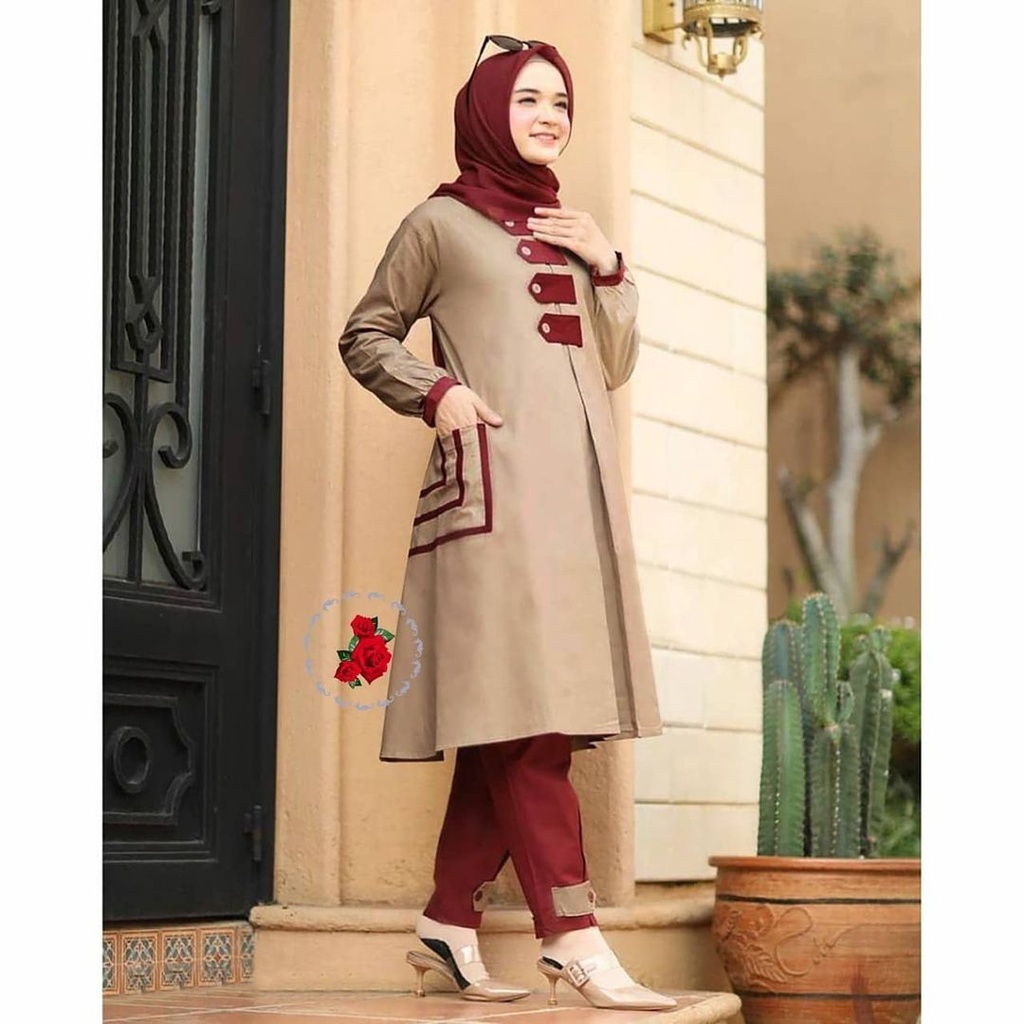 Maida Set Setelan Baju Muslim Wanita Matt Wollycrepe Premium l One Set 2in1 Fashion Terlaris | Baju 