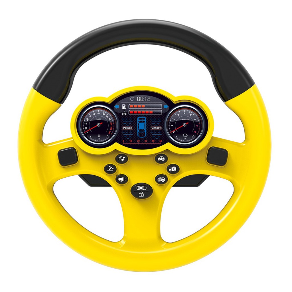 CR CM-C7 Mainan Anak Simulasi Setir Mobil Kemudi 360° Stir Mengemudi Driver Steering Wheel Music-KUNING