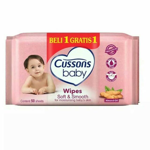 Cussons Baby Wipes 50s' Beli 1 Gratis 1