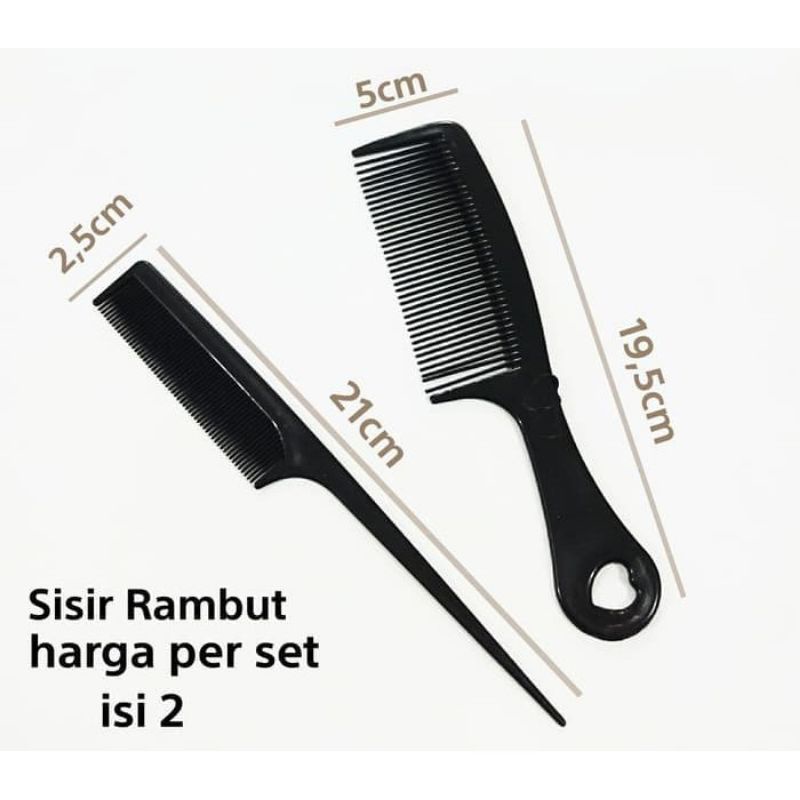 Sisir Rambut Set Hitam Polos 1 SeT ISI 2 PCS SISIR HITAM SET POLOS AX bagus