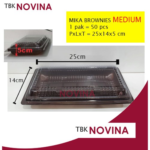 [50 PCS] Mika Brownies M Sedang Pack 50pcs Tray Box kotak Sushi Brownis Medium Murah