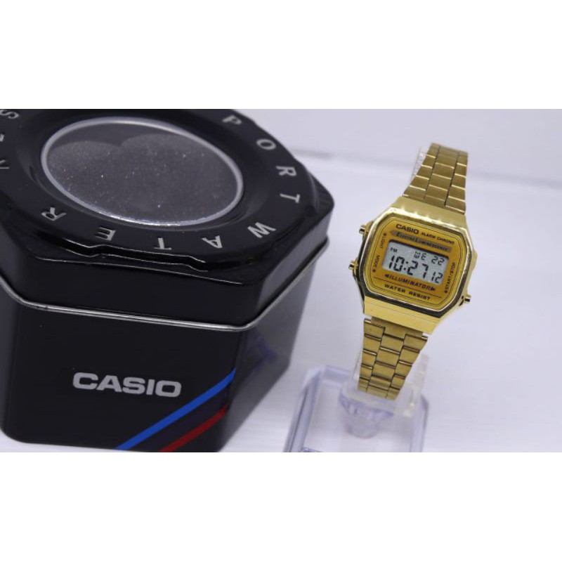 Jam Tangan Wanita Casio RT A168 Digital Stainless Steel Diameter Kecil