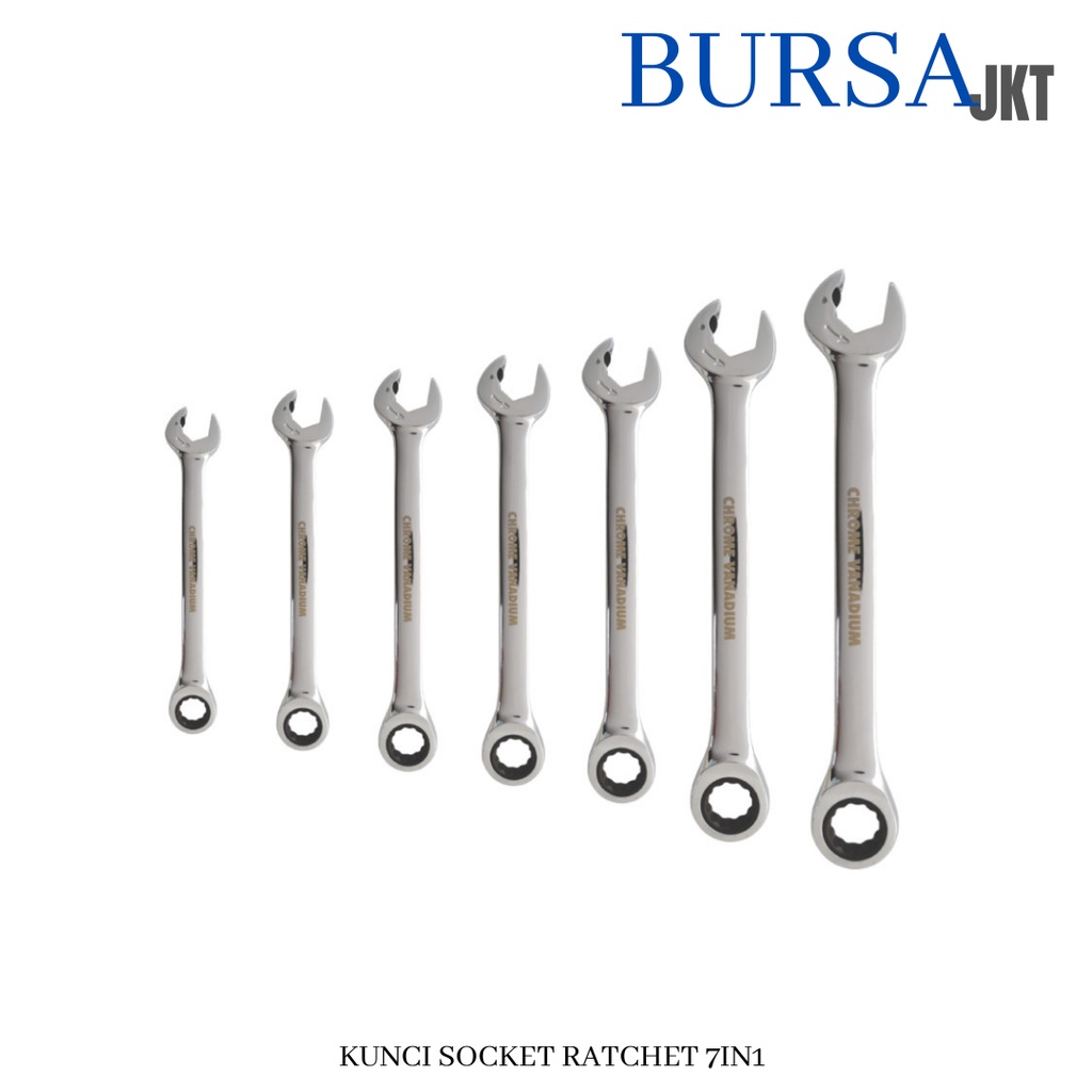 KUNCI RING PAS RATCHET FASTER 7 PC 8 - 19 MM CHROME VANADIUM