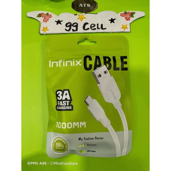 Kabel data micro infinix Cable Fast charging warna putih infinix 3A mikro USB