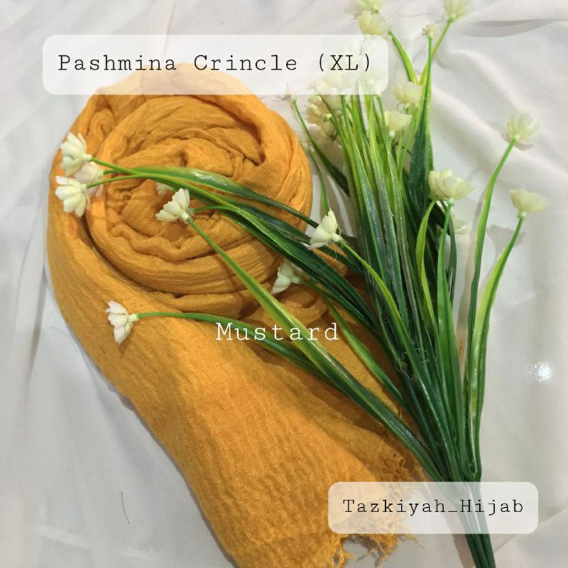 Pashmina Crinkle Shawl-Mustard XL