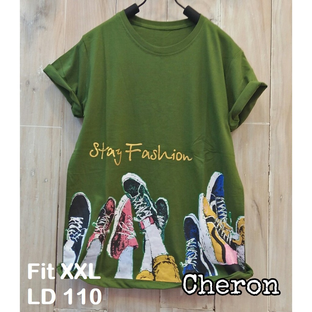 CHERON 19408 - Kaos Distro Wanita Fit XXL LD 110 Baju Atasan Oblong Cewek Jumbo 2XL Big Size Bigsize