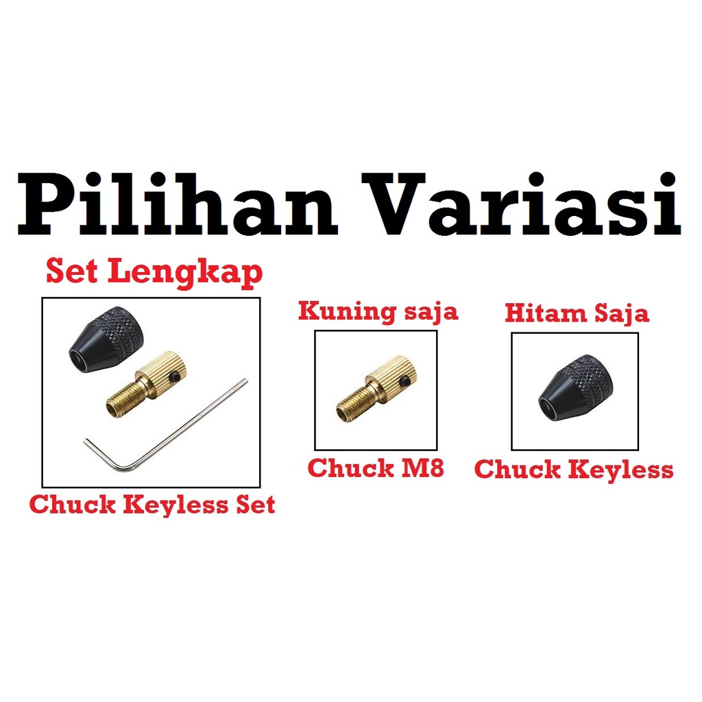 [HAEBOT] Mini Chuck Keyless Set 0.3-3.2 Shaft 2 2.3 3.17 4 5 mm Bor Kepala Drill Tanpa Dinamo Paket Komplit