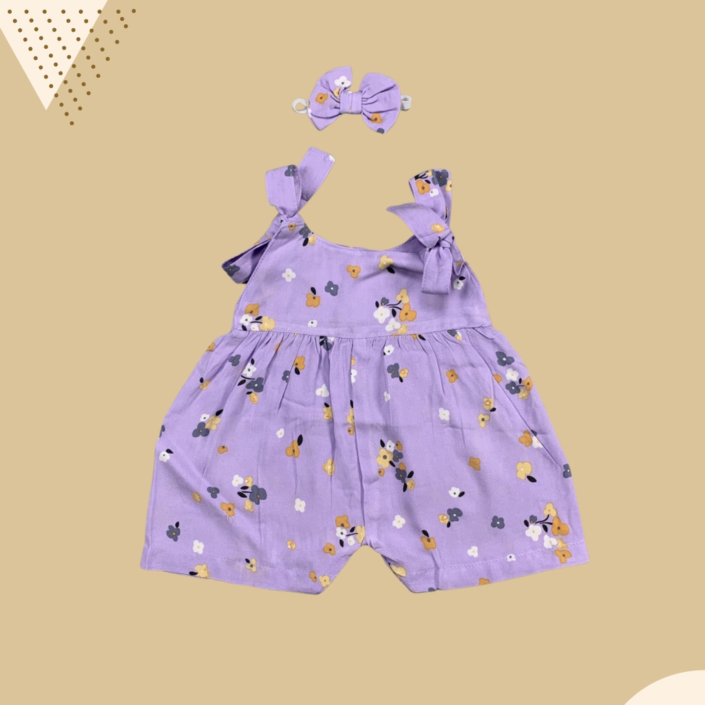 6-18 BLN JUMPSUIT BAYI TALI CHIKA BAJU BAYI PREREMPUAN FREE HEADBAND by BAJUANAKKANAYA-Purple little floral