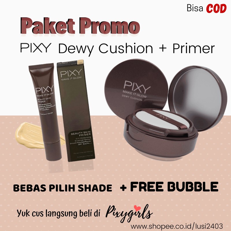 PAKET PIXY PRIMER dan PIXY DEWY CUSHION ( FULL) MAKE IT GLOW