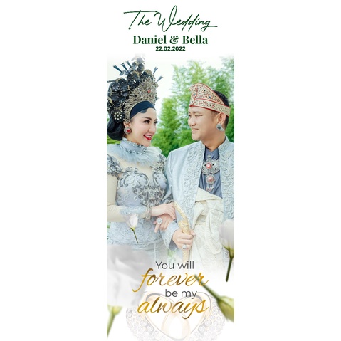 WEDDING BANNER CETAK SPANDUK NIKAH BANER PERKAWINAN FREE DESIGN KONSEP KEKINIAN FOTO WEDING