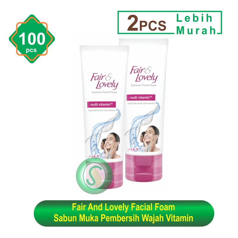 Fair And Lovely Facial Foam Sabun Muka Pembersih Wajah Vitamin 100G - (2pcs)