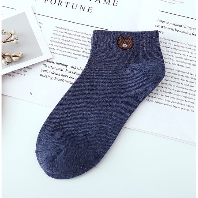 Kaos Kaki Wanita Polos Pendek Aksesoris Sepatu Murah Semata Kaki - LPM Shop-BIRUNAVY KPLBROWN