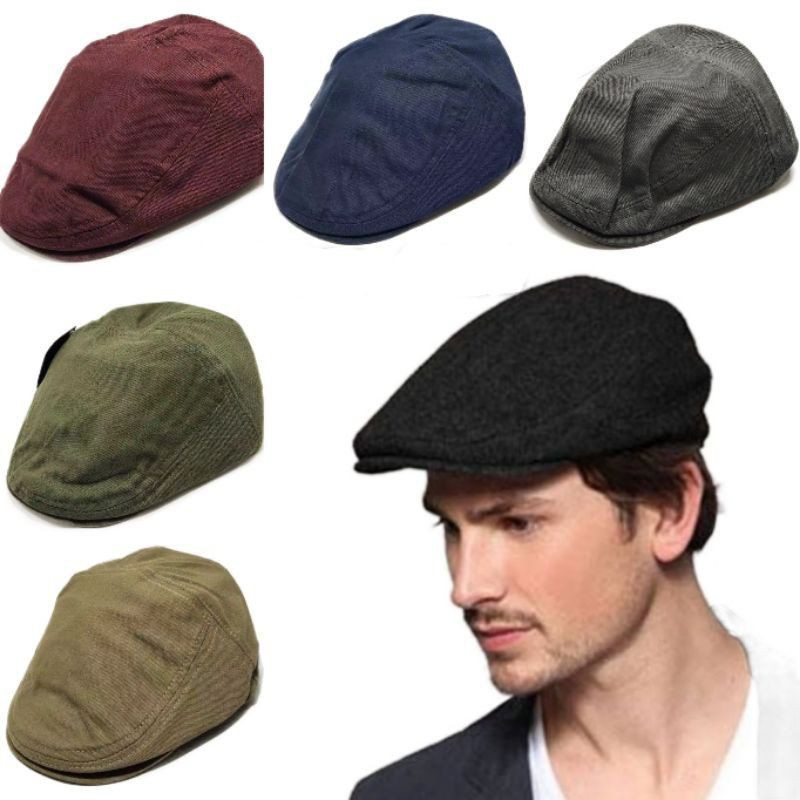 Topi Pet Dewasa | Flat Cap Hat  Canvas | Topi Kodok | Topi Pelukis Pria Wanita