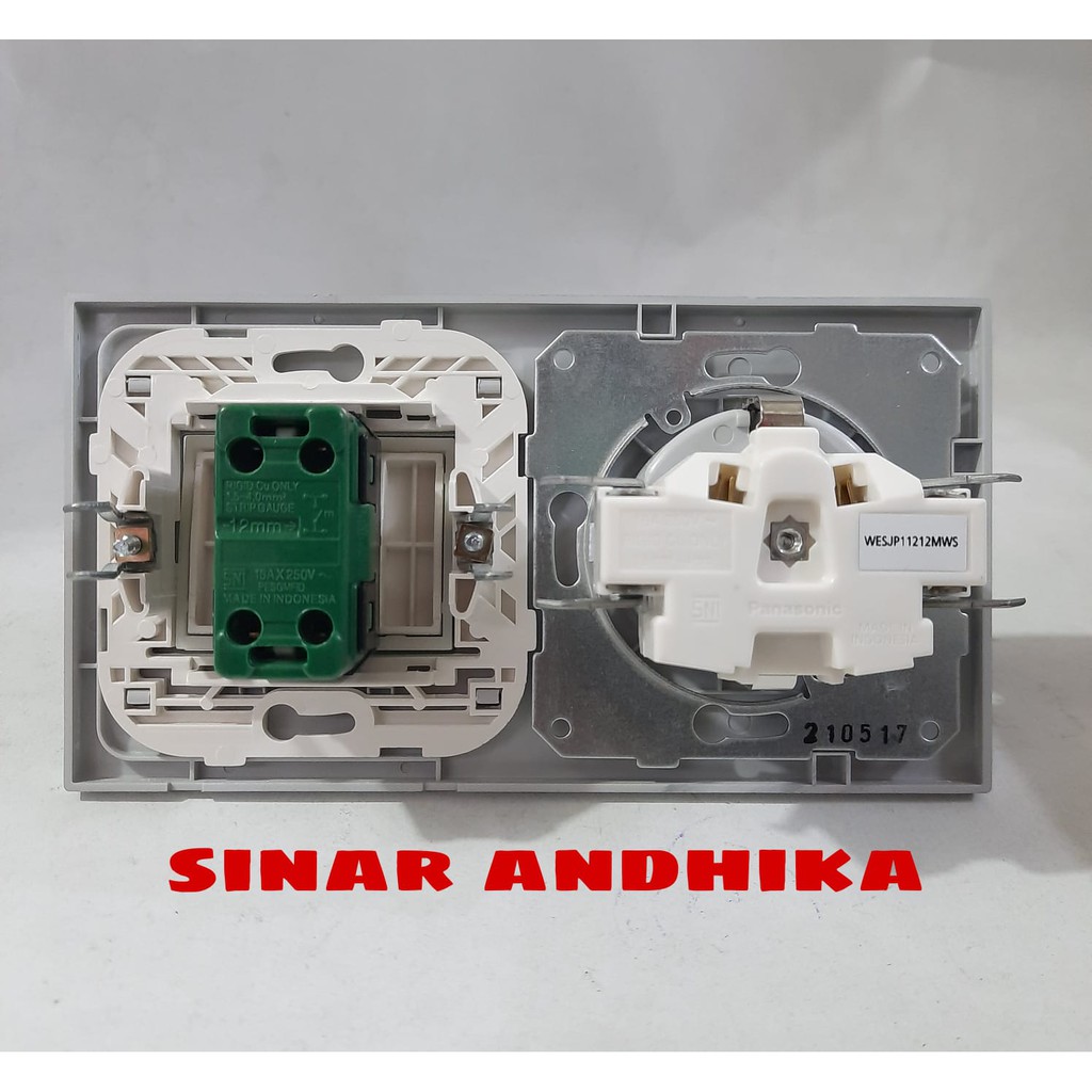 STOP KONTAK + SAKLAR ENGKEL LEBAR SILVER PANASONIC WESJP 11212MWS+WESJ 5941MWS