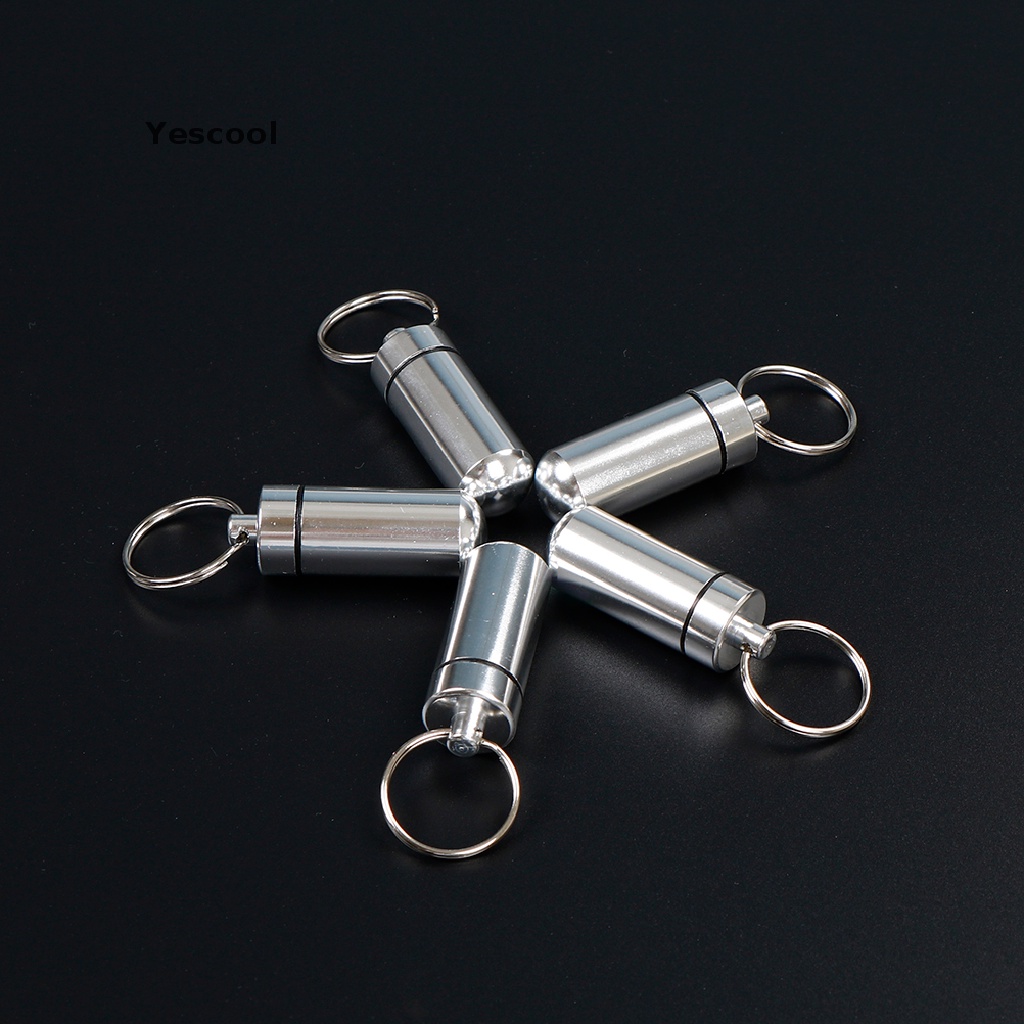 Yescool 5 Pcs Waterproof Aluminum Box Case Drug Container Holder Keyring .