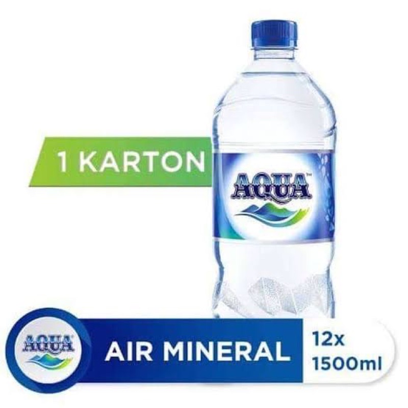 Air Mineral Minum Aqua Botol 1500 ml isi 12 pcs 1 dus Khusus pengiriman Sameday atau Instant